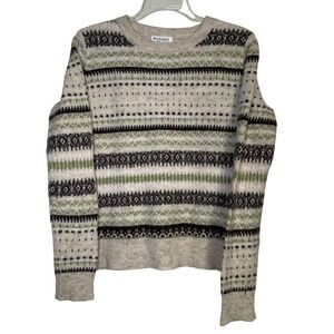 Workshop Republic Clothing Women's XS Fair Isle Sweater Green Brown Cream Knit